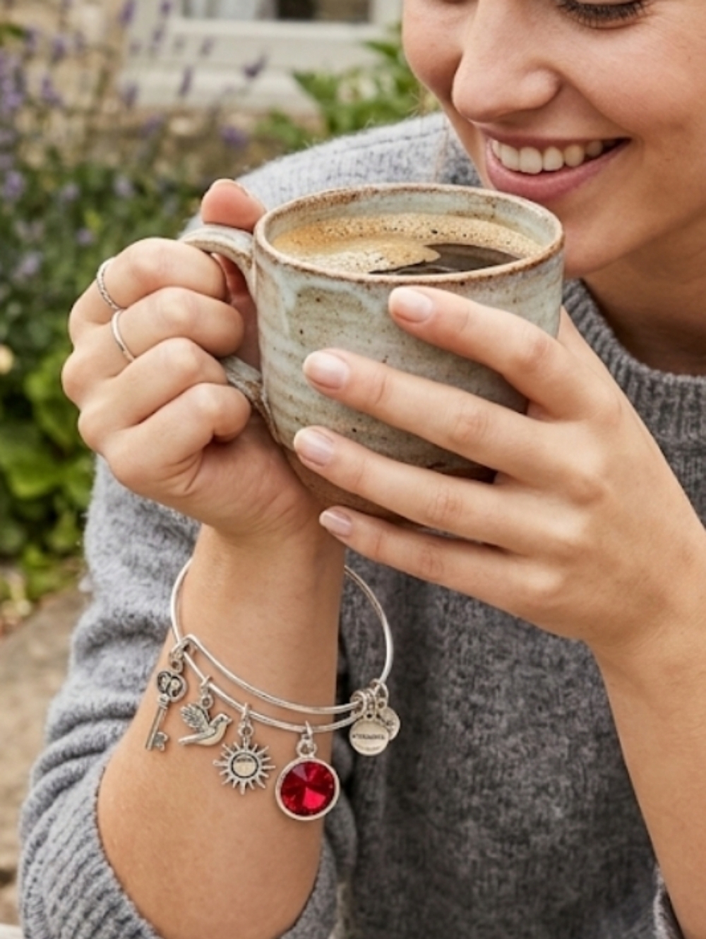 Alex and Ani July Birthstone Bangle Siam Red Swarovski Crystal Silver Tone